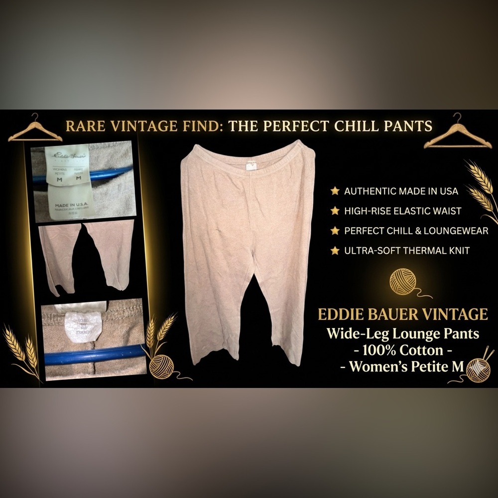 Eddie Bauer Vintage 100% Cotton Lounge Pants - Women’s Petite M - Made in USA